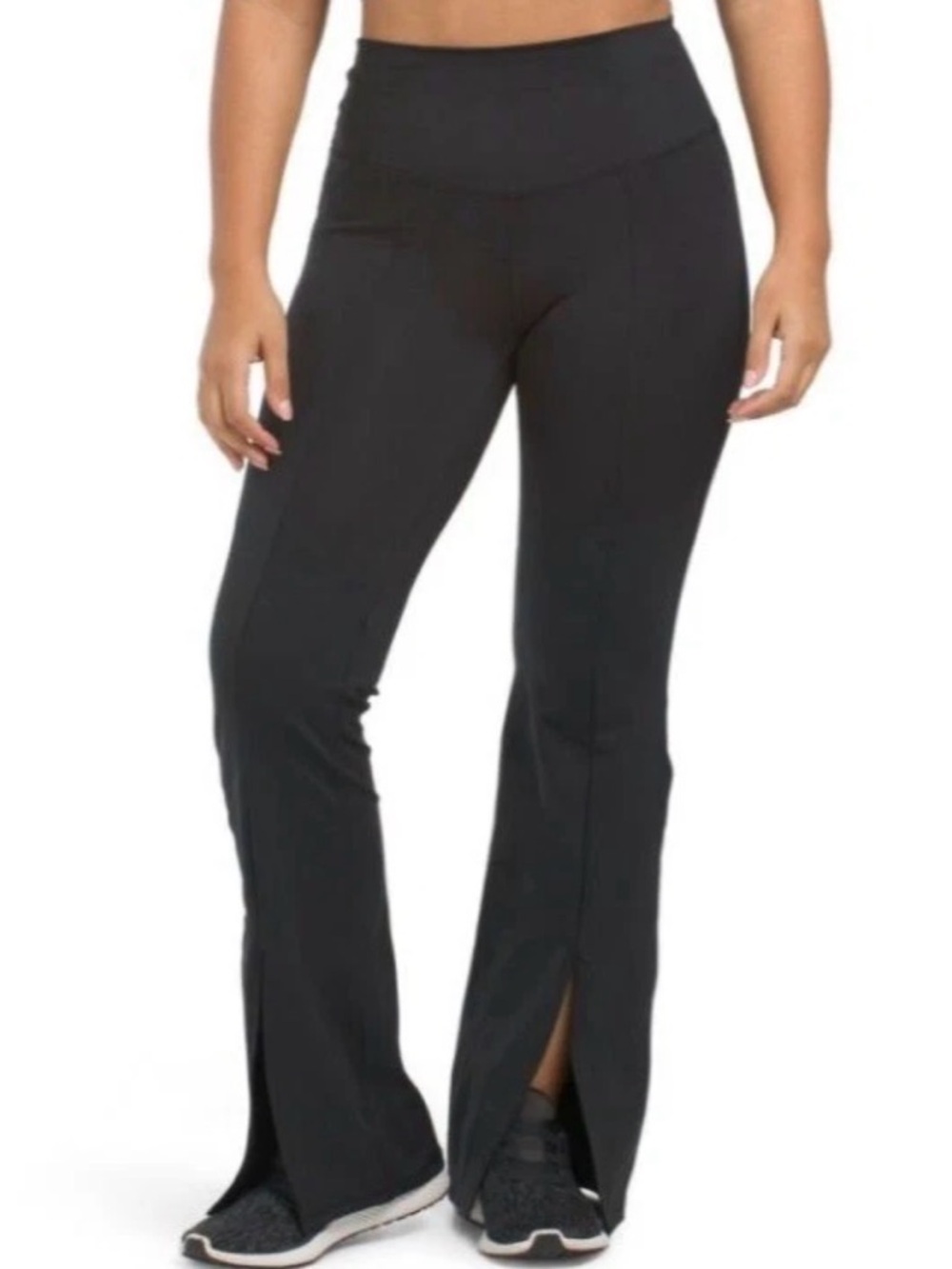 Yogalicious Lux Mia Flare Black High-Waist Bootcut Yoga Leggings Front Slits M
